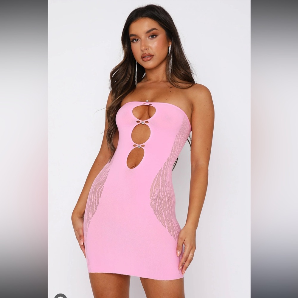 White Fox Boutique Pink Tube Strapless Dress One Size